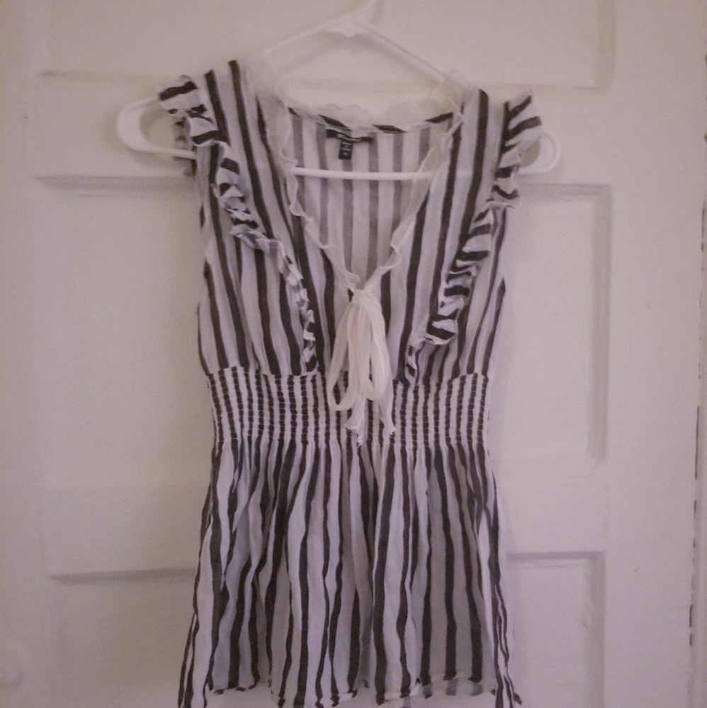 Miss Me size Medium Black and White Striped Top